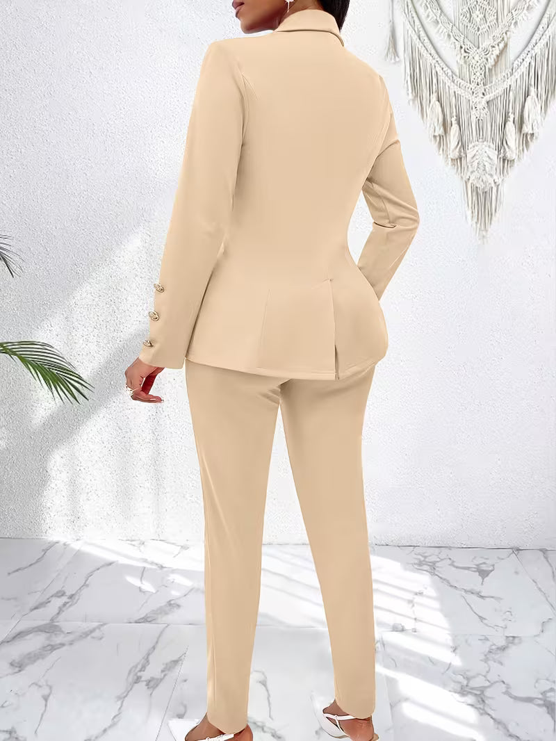 Women's 3-Piece Office Suit Set – Blazer, Tube Top Camisole & Tailored Pants Business Outfit