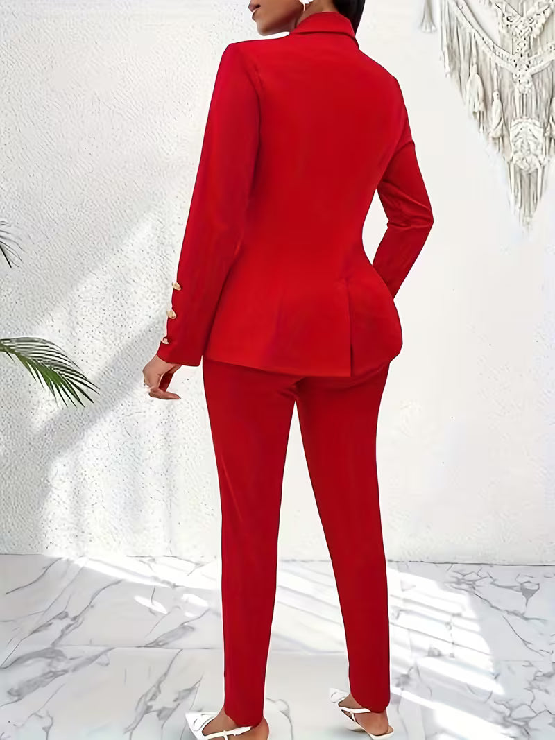 Women's 3-Piece Office Suit Set – Blazer, Tube Top Camisole & Tailored Pants Business Outfit