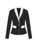 Women's Color Block Lapel Jacket – Lightweight Long Sleeve Outerwear